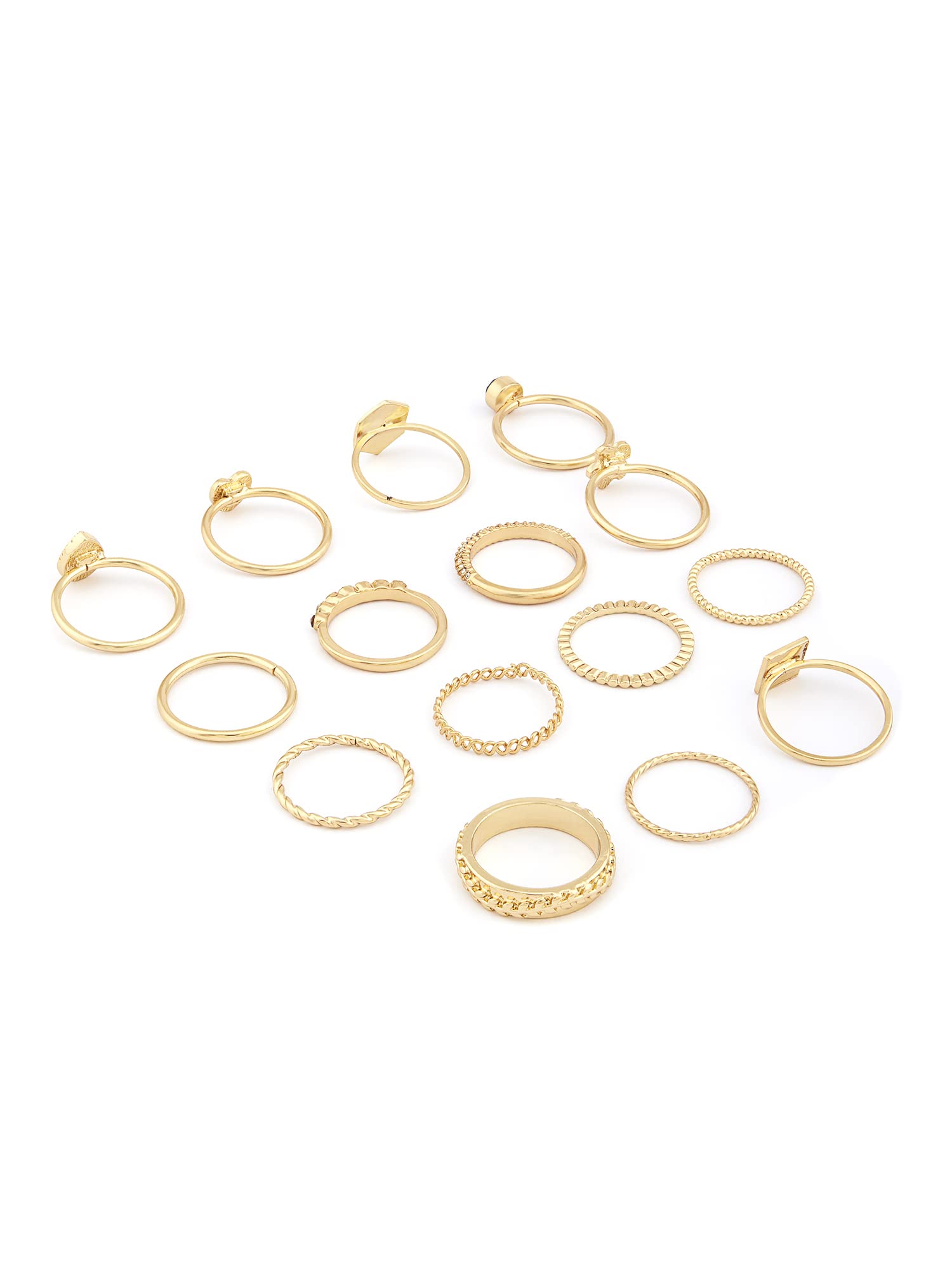 Set of 15 Contemporary Stackable Rings For Women